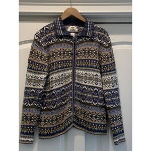 Vintage Tiara International‎ Fair Isle M Women's Sweater Full Zip Striped Boho